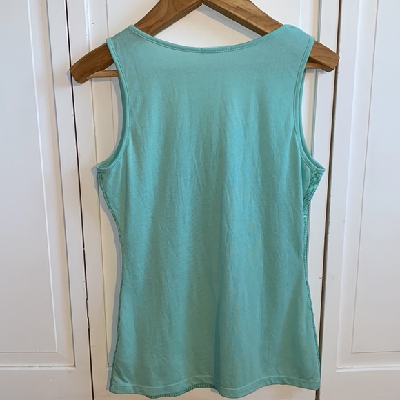 Sparkly mint green tank in a soft knit. Sequined front size large. - Picture 3 of 5